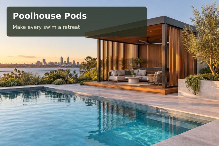 Poolhouse Pods: representative promotional concept for Cessnock